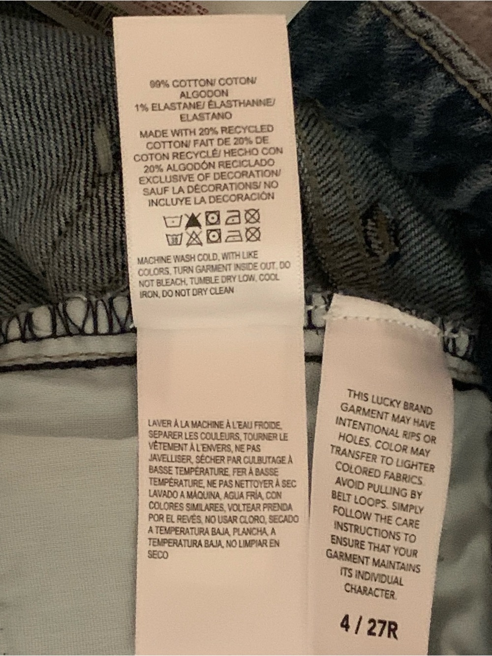Lucky Brand Baggy Wide Leg Jeans with Laser Heart Motif β’ Size: 4/27 R β’ NWT - Picture 8 of 16